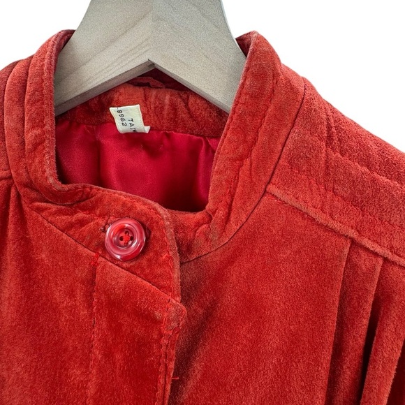 Vintage 70s/80s Suede Bomber Jacket Rust Orange Leather Coat Taiwan | Size M/L - Picture 6 of 15